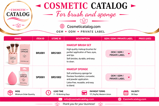 Makeup Brushes & Sponges Manufacturer | OEM ODM| Cosmetics Catalog