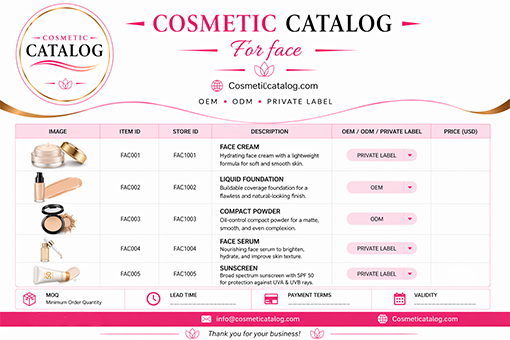 Face Makeup Products | OEM ODM Private Label |  Cosmetic Catalog